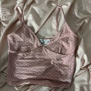 Aritzia Pink and White Heart Cami